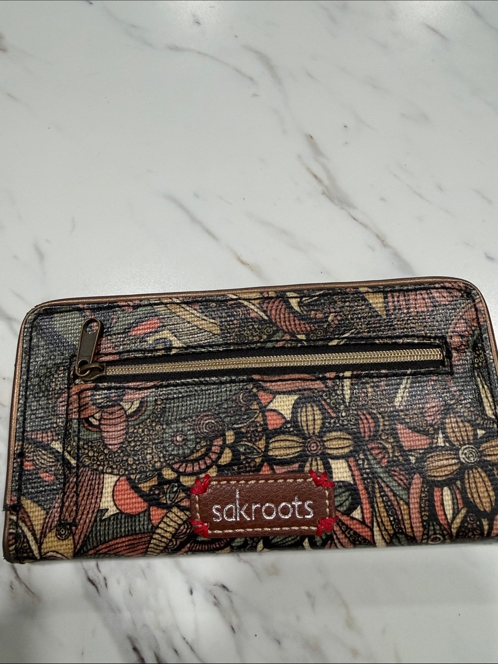 Sakroots Floral Zip-Around Wallet in Black, Tan, Pink
